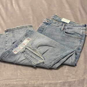 Old Navy high Rise Light Blue Ankle Jeans with Knee Distress